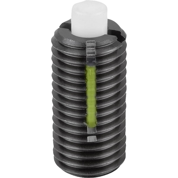 Spring Plunger Standard Spring Force D=M12 L=28 Steel, Flat, Long-Lok, Comp:Pin Pom, Pu=5